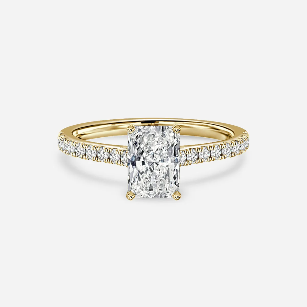 1.0 CT Radiant Cut Moissanite Pave Bridal Ring Set