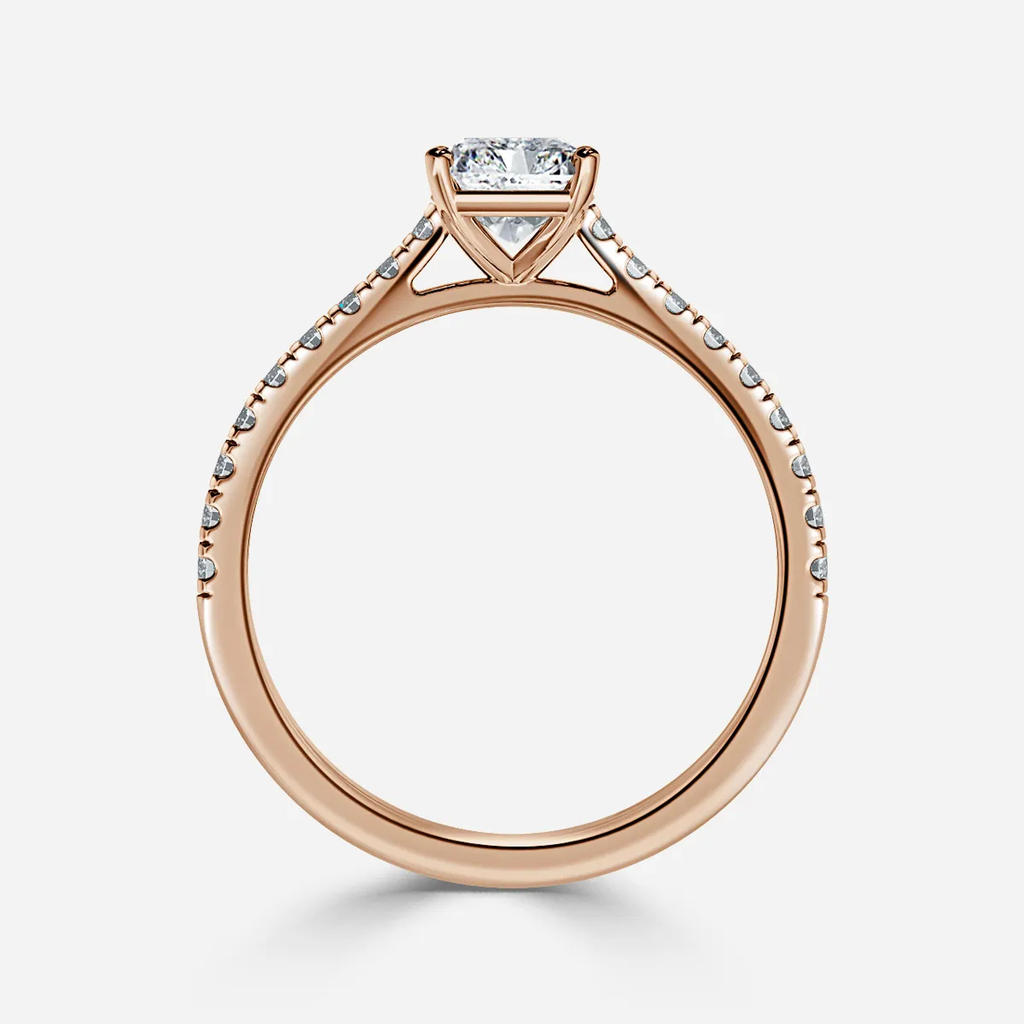 1.0 CT Radiant Cut Moissanite Pave Bridal Ring Set