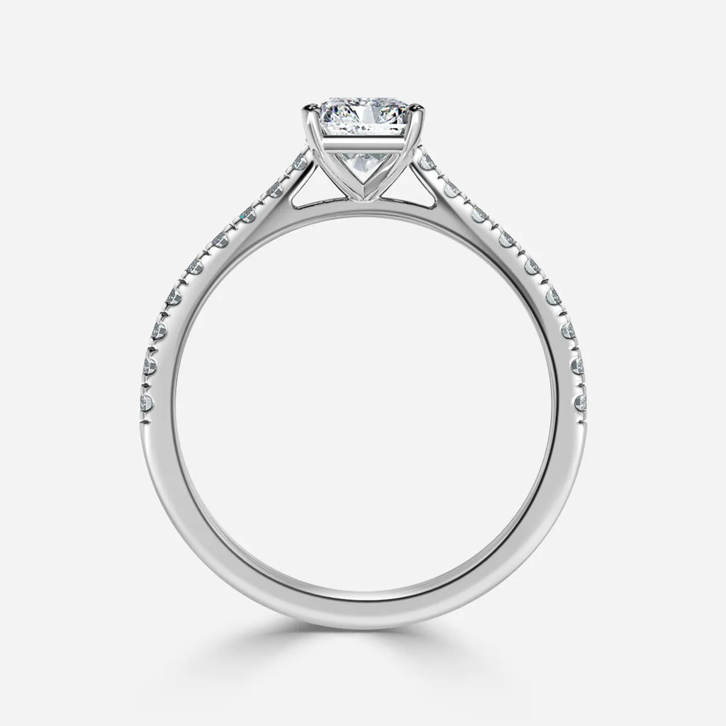1.0 CT Radiant Cut Moissanite Pave Bridal Ring Set