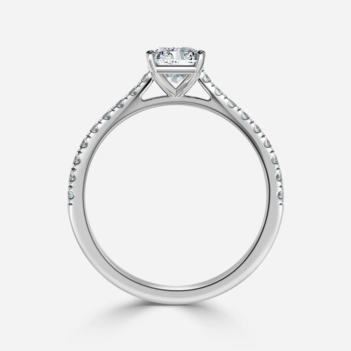 1.0 CT Radiant Cut Moissanite Pave Bridal Ring Set