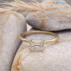 Horizontal Emerald-Cut lab grown Diamond engagement Ring - DisneyValley