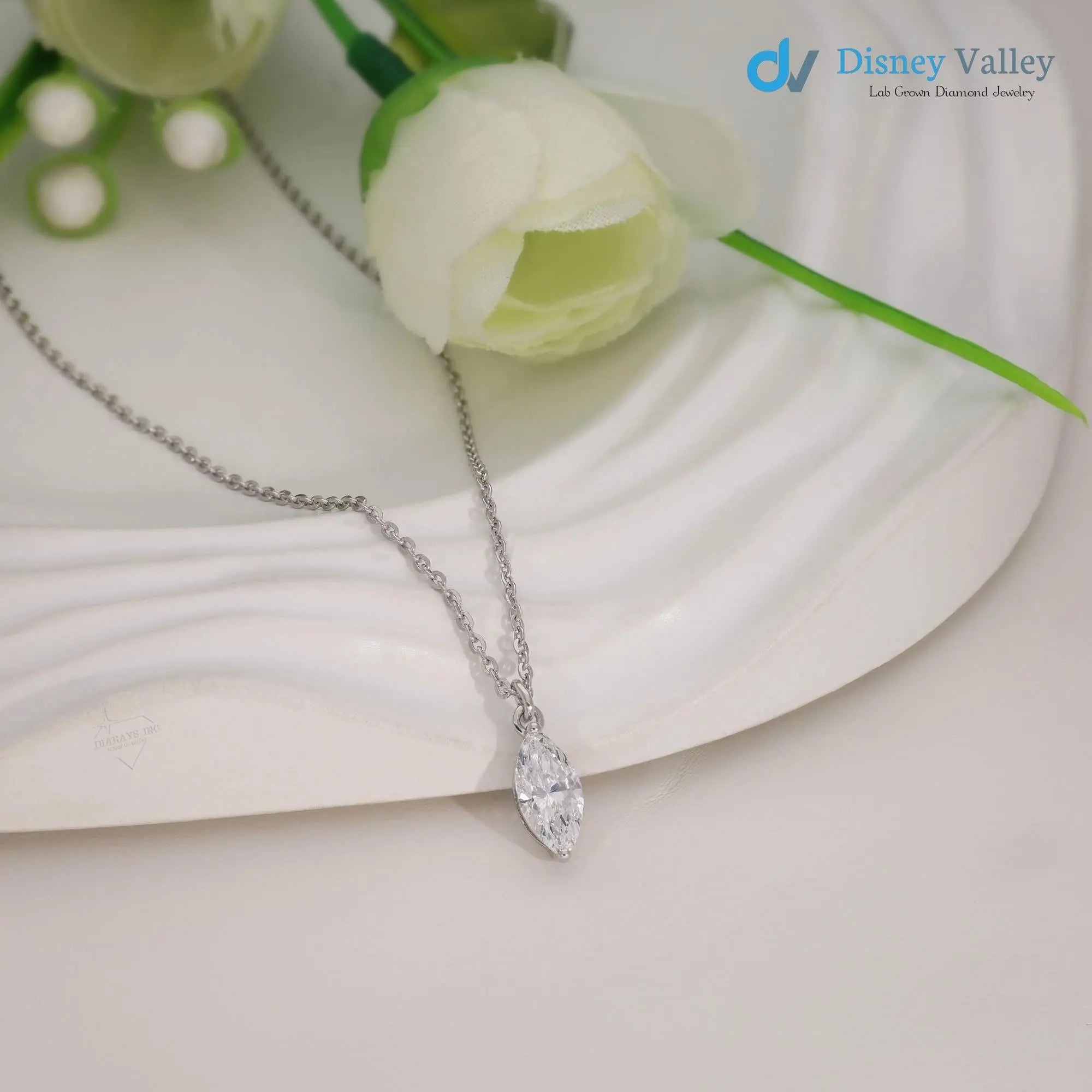 IGI Certified CVD Lab Grown Diamond Pendent Gold Marquise Diamond Necklace - DisneyValley