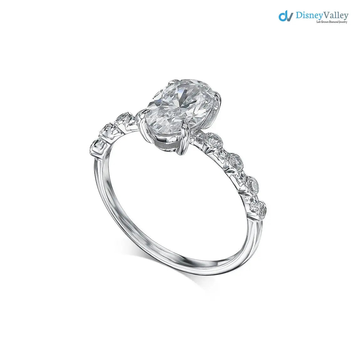 IGI Certified Oval Cut D/VVS2 Lab Grown Diamond Engagement Ring - DisneyValley