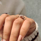Radiant Cut Diamond Ring in Milgrain Vintage Style