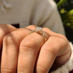 Nature Inspired Oval Diamond Ring with Leaf Style Prong Setting