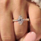 Squashed Hexagon Step Cut Ring with Baguette Cut Pave Band