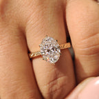 Solitaire Oval Diamond Ring In Art Deco