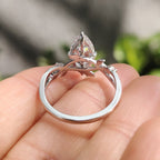 Marquise Cut Ring with Round Side Stone in Nature Inspired Style