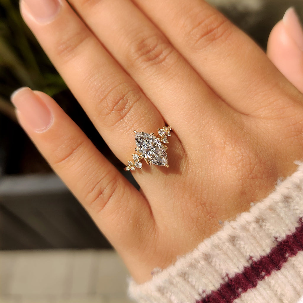 Marquise Engagement Ring in Tulip Setting