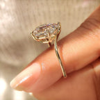 Pear Step Cut Diamond Solitaire Engagement Ring in Bypass Setting