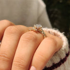 Marquise Engagement Ring With Wedding Band In Nature Inspired Style