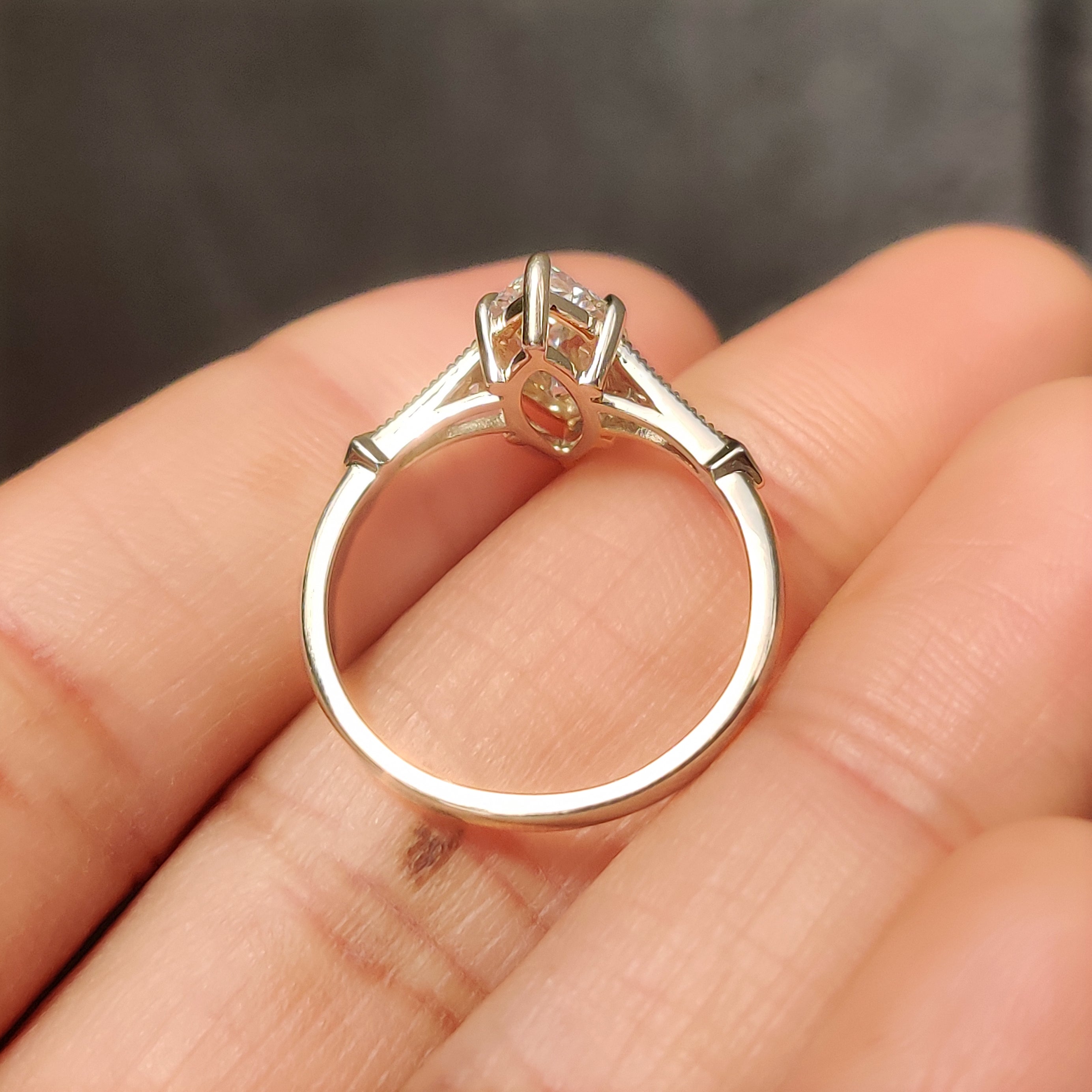 Marquise Cut Diamond Ring in Milgrain Details
