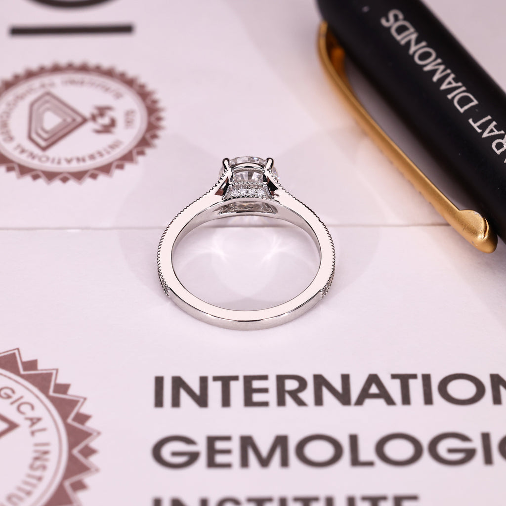 Round Diamond Engagement Ring with Round Diamonds Pave Setting