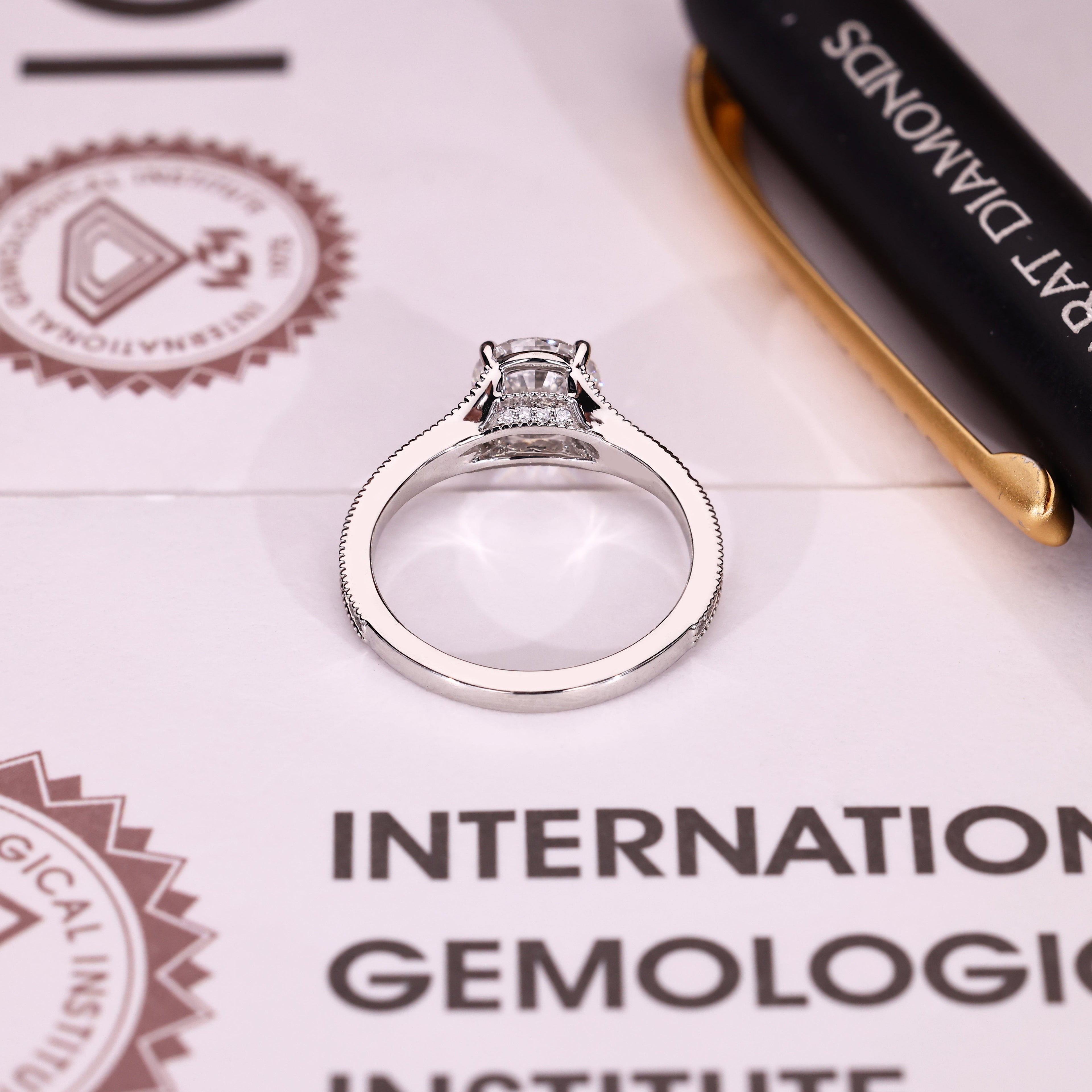 Round Diamond Engagement Ring with Round Diamonds Pave Setting