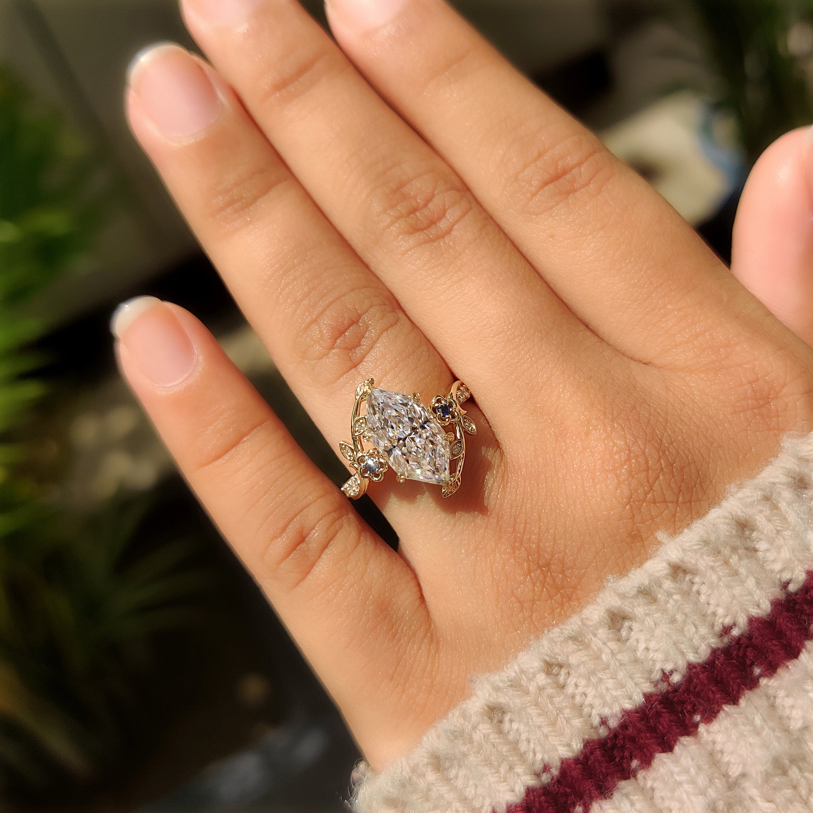 Dutch Marquise Ring with Leaf Style Prong