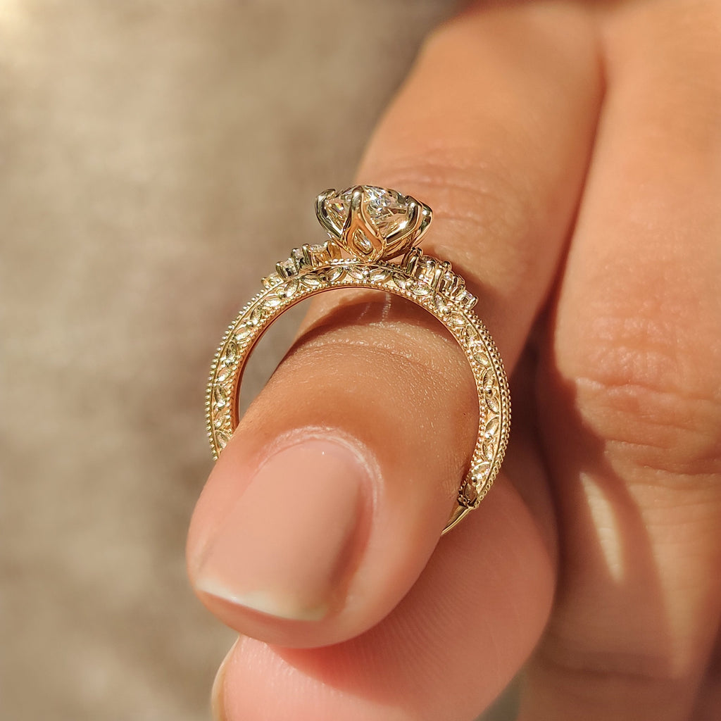 Art Deco Dutch Marquise Ring in Milgrain Details