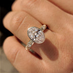 Oval Bezel Engagement Ring with Milgrain