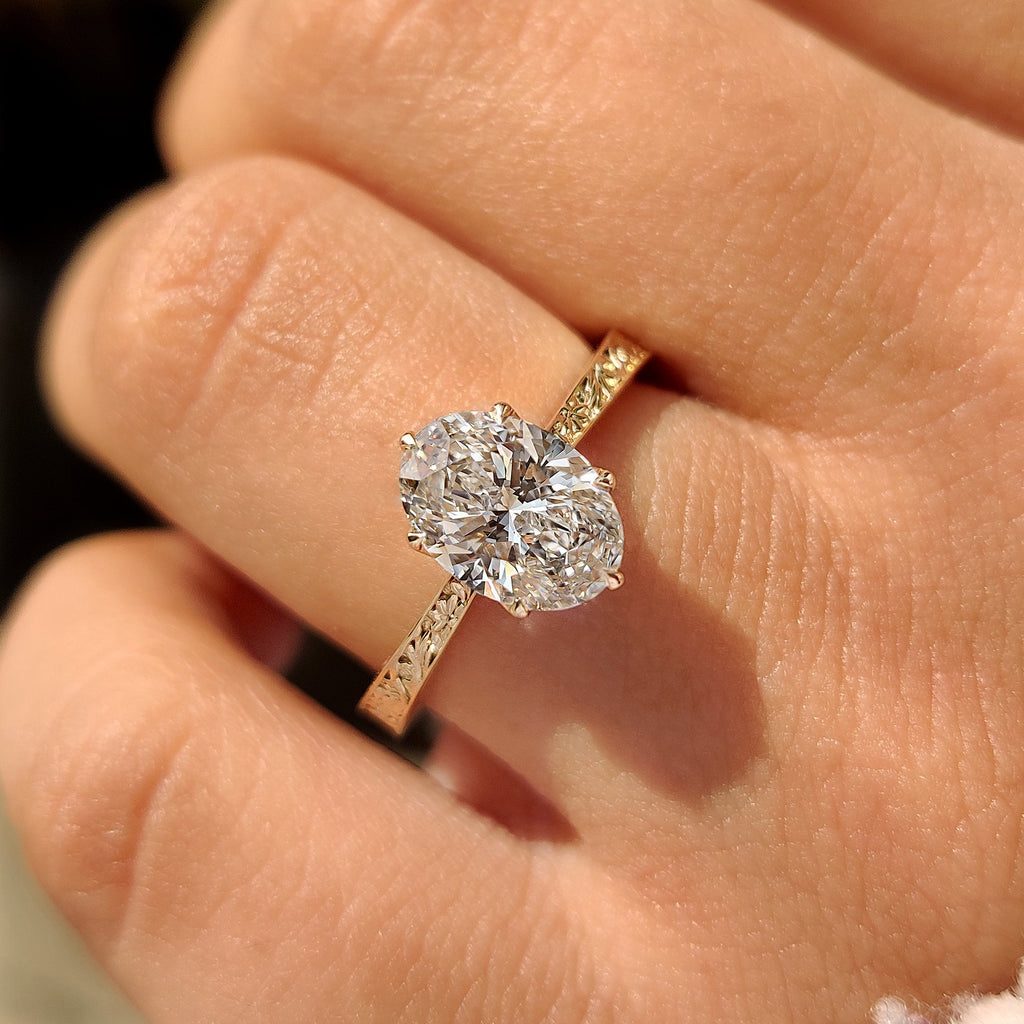 Oval Diamond Ring with Solitaire Setting