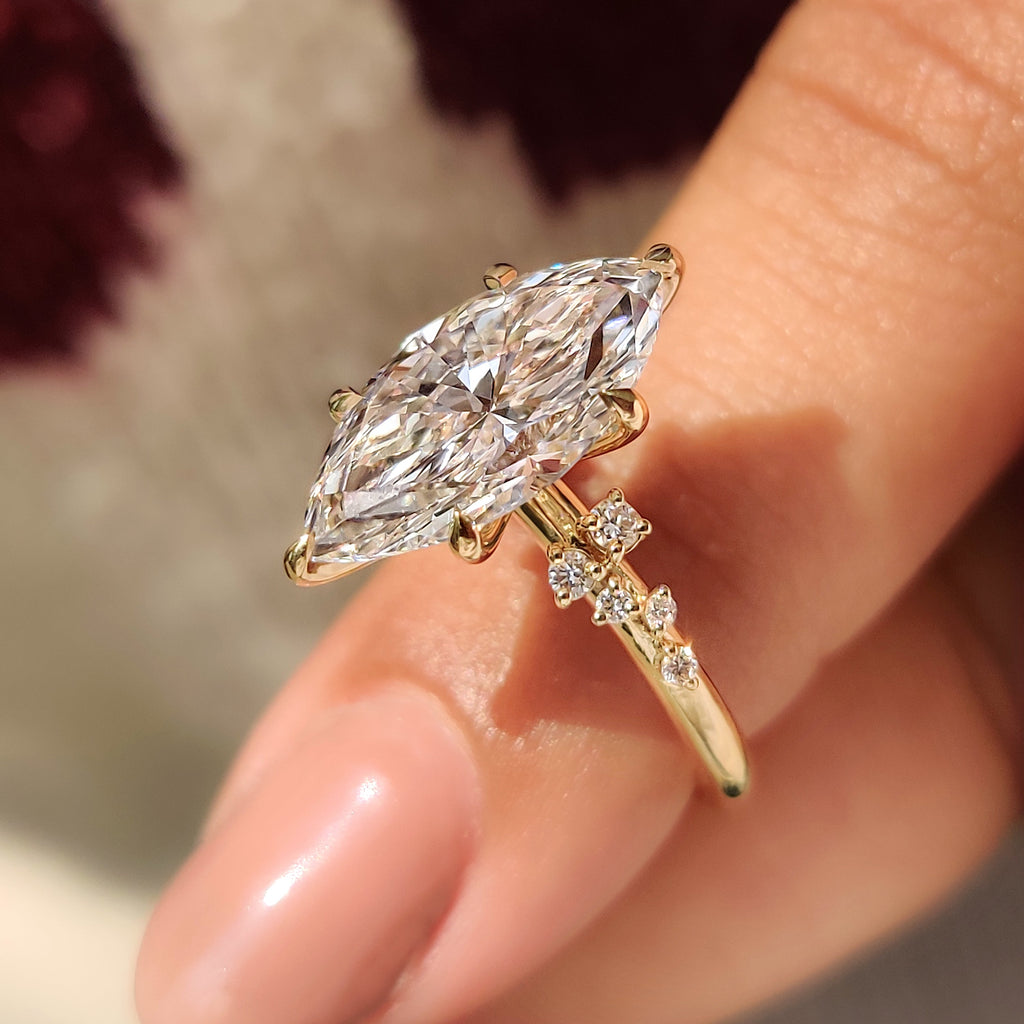 Marquise Cut Engagement Ring in Cluster Setting