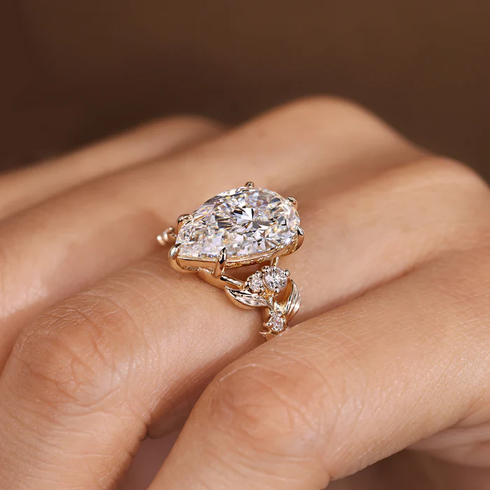 2 Carat Nature inspired Pear Shaped Diamond Ring