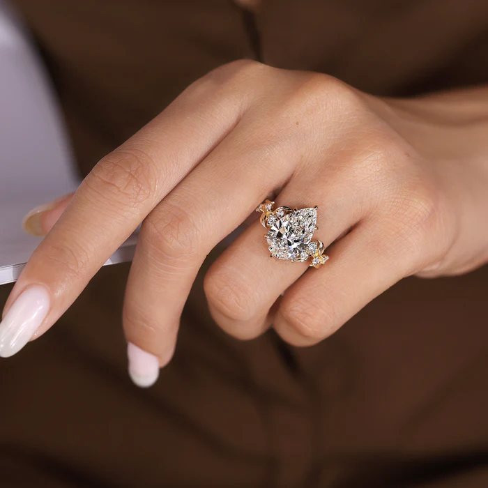 2 Carat Nature inspired Pear Shaped Diamond Ring