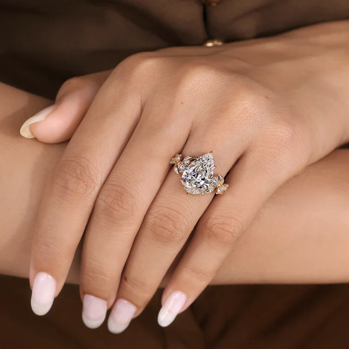 2 Carat Nature inspired Pear Shaped Diamond Ring