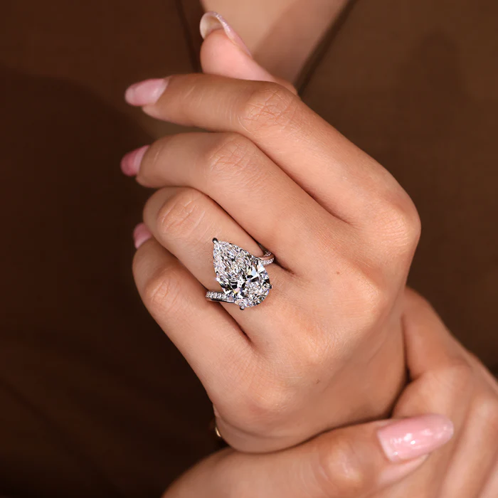 2 Carat Pear Diamond Ring in Bypass Setting