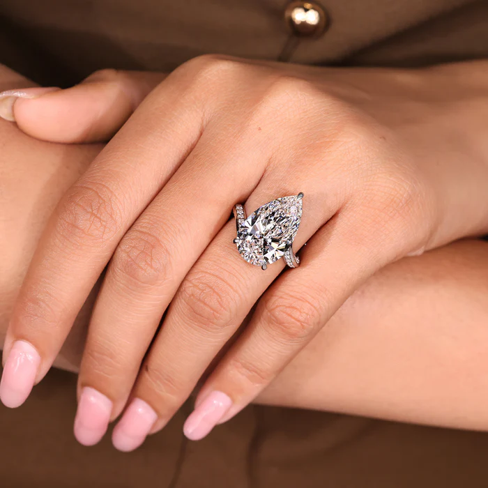 2 Carat Pear Diamond Ring in Bypass Setting