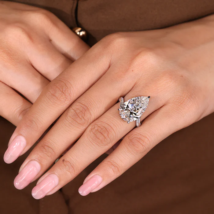 2 Carat Pear Diamond Ring in Bypass Setting
