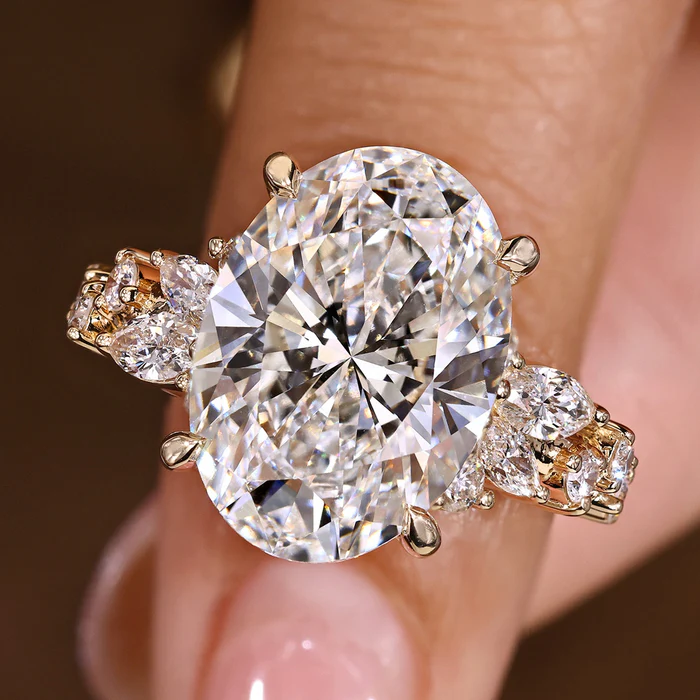 2 Carat Oval Cut Diamond Ring in Cluster Setting