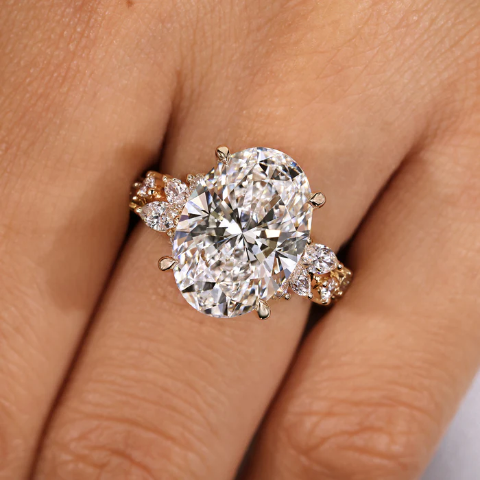 2 Carat Oval Cut Diamond Ring in Cluster Setting