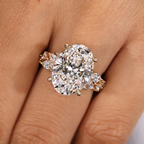2 Carat Oval Cut Diamond Ring in Cluster Setting