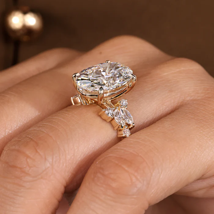2 Carat Oval Cut Diamond Ring in Cluster Setting