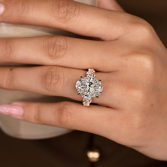 2 Carat Oval Cut Diamond Ring in Cluster Setting