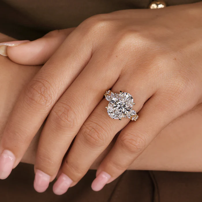 2 Carat Oval Cut Diamond Ring in Cluster Setting