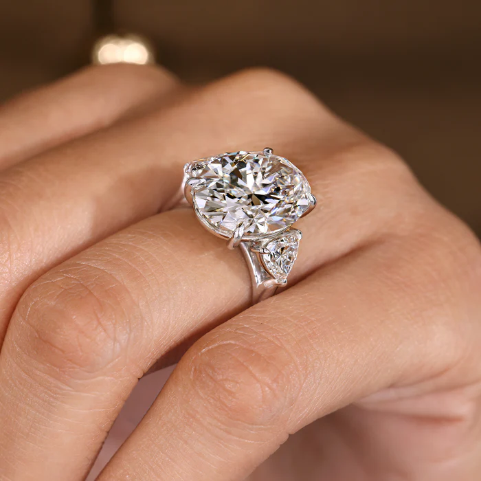 2 Carat Oval Diamond Ring in Three Stone Style