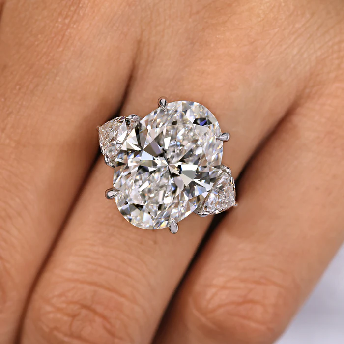 2 Carat Oval Diamond Ring in Three Stone Style