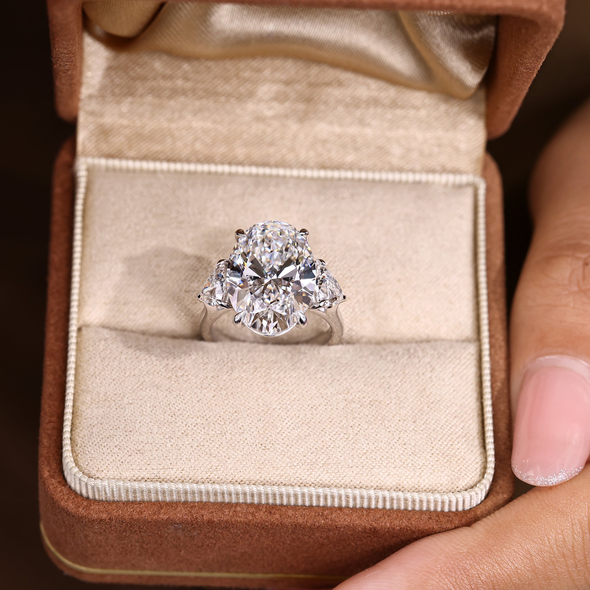 2 Carat Oval Diamond Ring in Three Stone Style