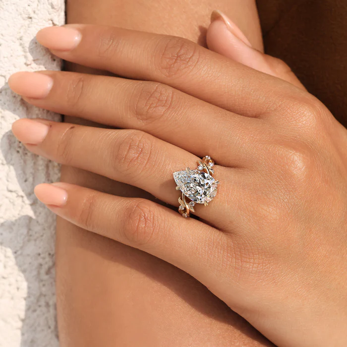 2 Carat IGI Certified Pear Cut Nature Inspired Engagement Ring