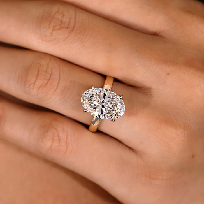 2 Carat Oval Cut Diamond Hidden Halo Engagement Ring