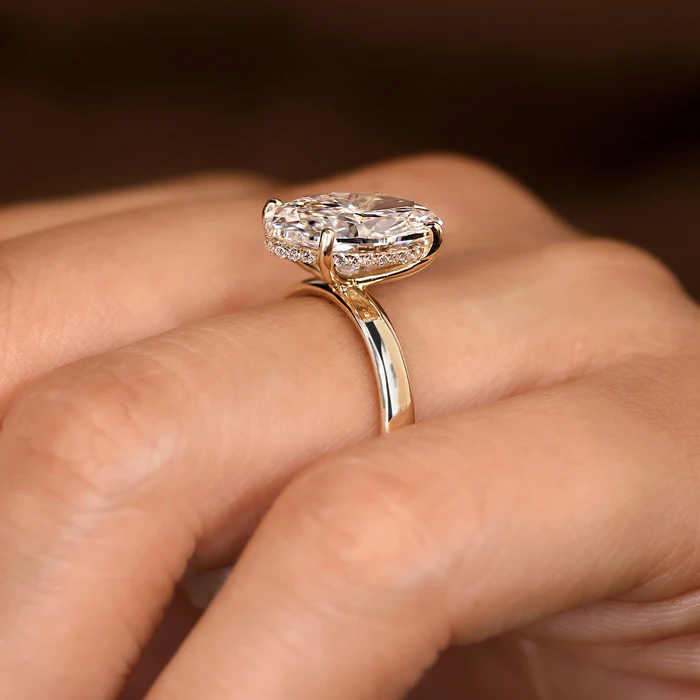 2 Carat Oval Cut Diamond Hidden Halo Engagement Ring
