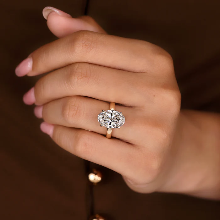 2 Carat Oval Cut Diamond Hidden Halo Engagement Ring Immagine secondaria del prodotto