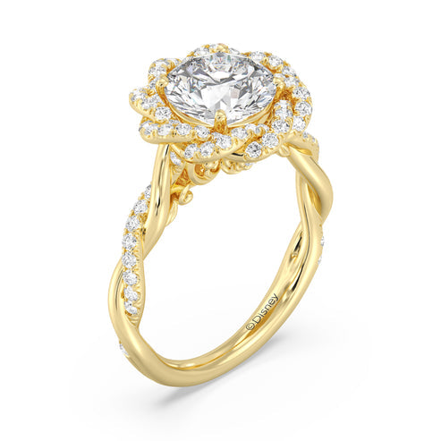 Enchanted Star And Gold Disney Princess Belle Pavé Rose Engagement Ring