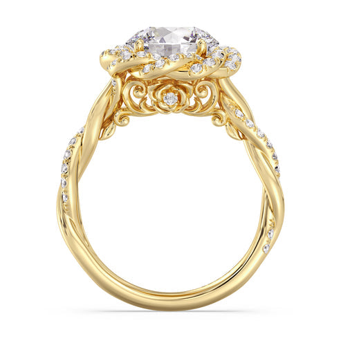 Enchanted Star And Gold Disney Princess Belle Pavé Rose Engagement Ring