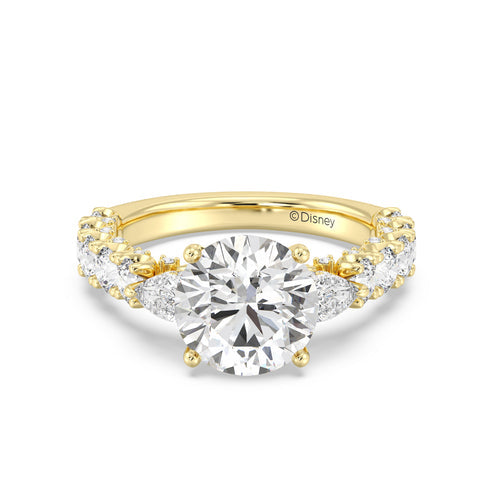 Enchanted Star Diamond And Gold Disney Princess Cinderella Three Stone Carriage Engagement Ring