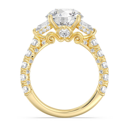 Enchanted Star Diamond And Gold Disney Princess Cinderella Three Stone Carriage Engagement Ring