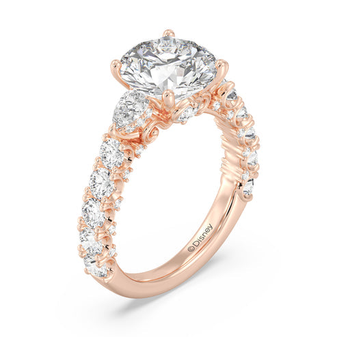 Enchanted Star Diamond And Gold Disney Princess Cinderella Three Stone Carriage Engagement Ring