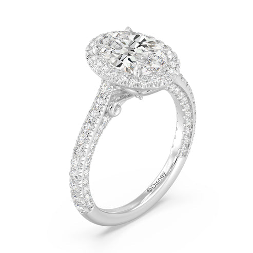 Enchanted Star Diamond And Gold Disney Princess Jasmine Cathedral Halo Engagement Ring