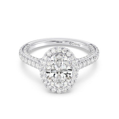 Enchanted Star Diamond And Gold Disney Princess Jasmine Cathedral Halo Engagement Ring