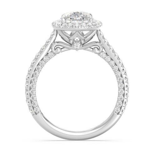 Enchanted Star Diamond And Gold Disney Princess Jasmine Cathedral Halo Engagement Ring